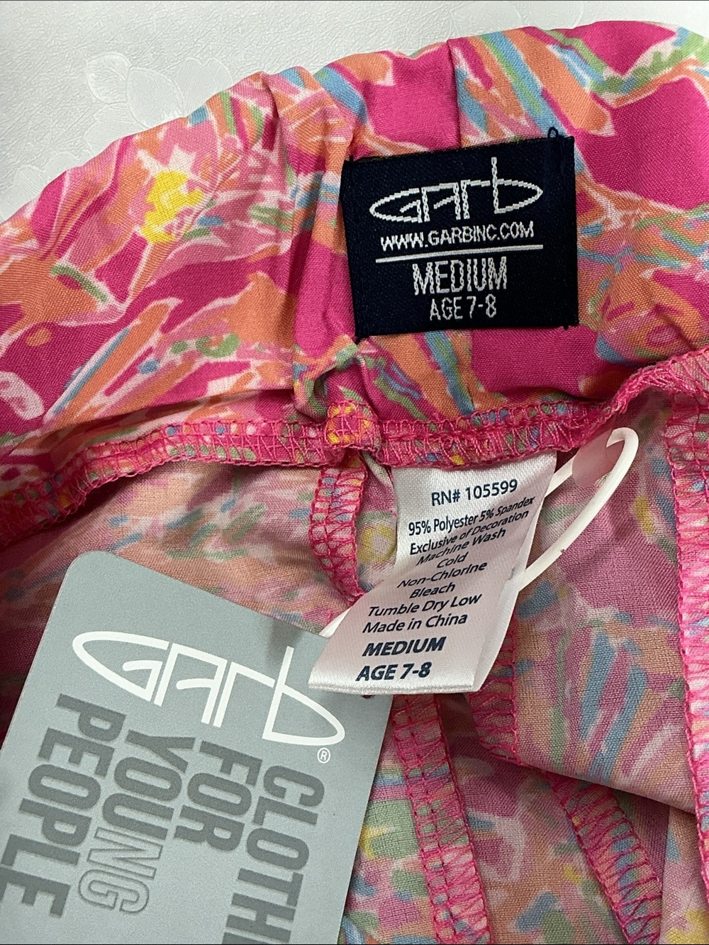 Girls' Pink Floral Drawstring Shorts - Picture 4 of 4